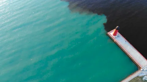 Aerial view of lighthouse Stock Footage 89635976