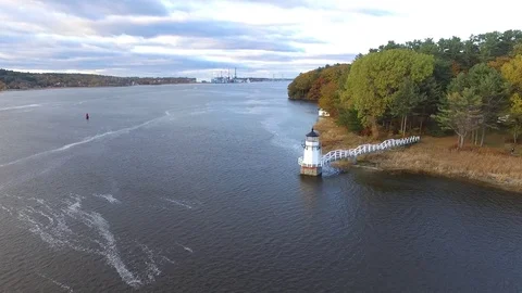 Aerial View of a Lighthouse Stock Footage 97545419