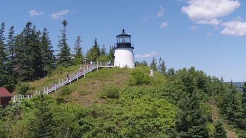 Aerial View of Lighthouse on a Hill Stock Footage 95508872