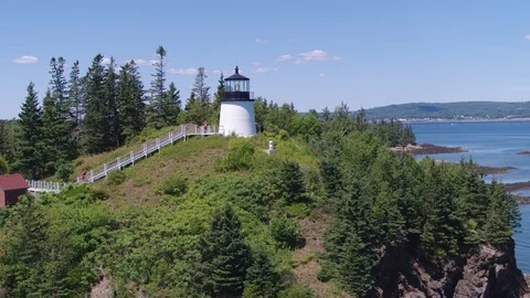 Aerial View of Lighthouse on a Hill Stock Footage 95515017