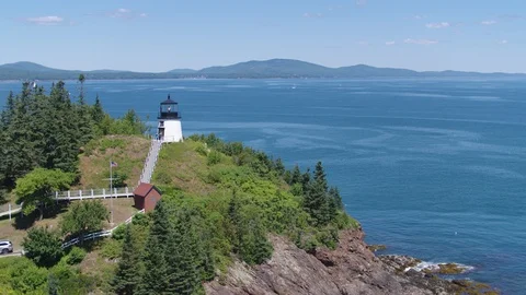 Aerial View of Lighthouse Overlooking the Ocean Stock Footage 95505221