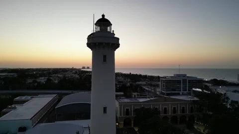 Aerial view of lighthouse in progreso mexico yucatan state Stock Footage 303593383