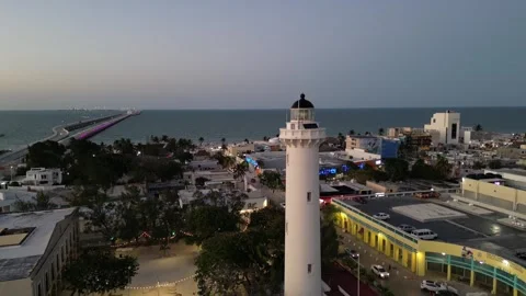 Aerial view of lighthouse in progreso mexico yucatan state Video stock 303593426