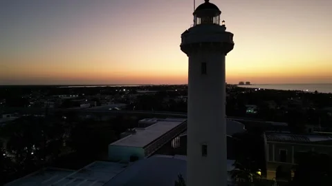 Aerial view of lighthouse in progreso mexico yucatan state Video stock 303593979