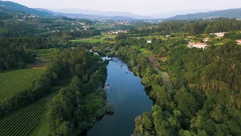 Aerial View Of Lima River And Rural Landscape Vídeos de archivo 247203852