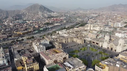 Aerial view of lima's main square and urban landscape Stock Footage 337673389
