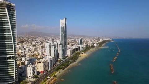 Aerial view of Limassol on a clear day Stock Footage 295185097