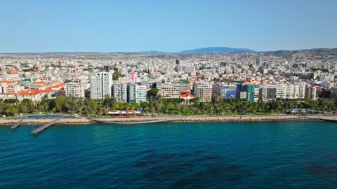 Aerial view of Limassol seafront in Cyprus. Stock Footage 341636999