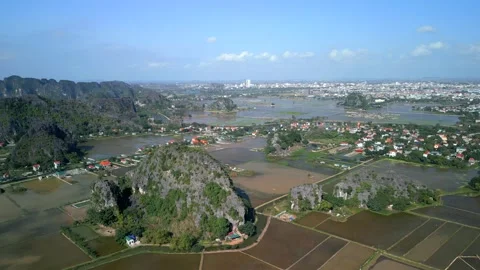 Aerial view of the limestone karst landscape in Ninh Binh, Vietnam 動画素材 340838188