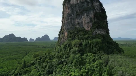 Aerial View of Limestone Karst Mountain in Phang Nga, Thailand Stock Footage 334623115