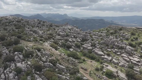 Aerial view of limestone rock formations in a natural park Vídeos de archivo 342259940