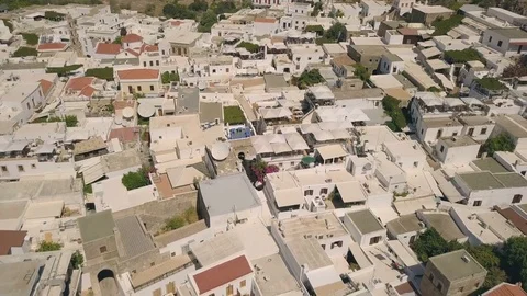 Aerial view of Lindos Stock Footage 80376121