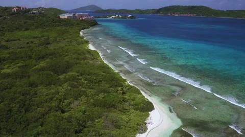 Aerial view of Lindquist beach, St Thomas Stock Footage 67726203