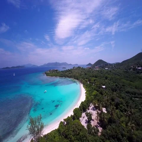 Aerial view of Lindquist beach, St Thomas, United States Virgin Islands Stock Footage 69469042