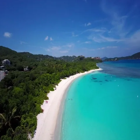 Aerial view of Lindquist beach, St Thomas, United States Virgin Islands Stock Footage 69469528