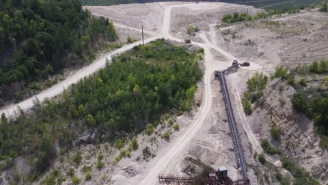 Aerial view of line of processing plant for crushed stone and gravel. 스톡 동영상 218444724