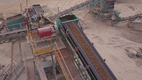 Aerial view of the line for sorting rubble Stock Footage 80561803