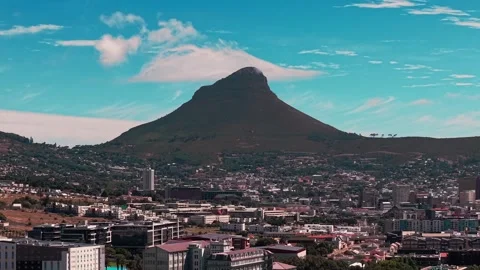 Aerial view of Lion’s Head mountain overlooking Cape Town Stock Footage 332299493
