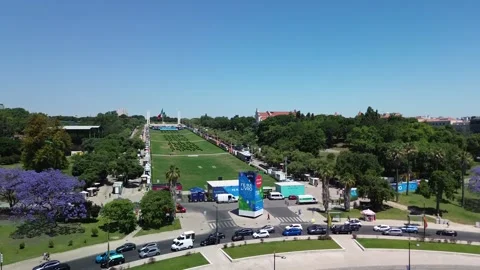 Aerial view of Lisbon Book Fair 2026 Stock Footage 335948009