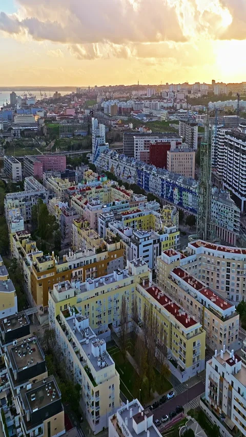 Aerial View of Lisbon, Park of Nations, Portugal Stock Footage 318960948