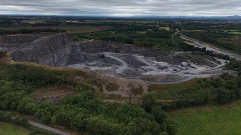 Aerial View of Lisduff Stone Quarry in County Laois Ireland 스톡 동영상 340466752