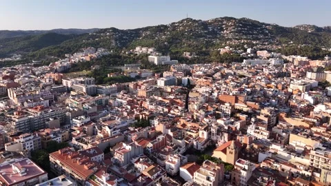 Aerial View of Lloret de Mar Spain Costa Brava Coastal City Vídeos de archivo 342621473