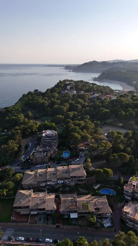Aerial View of Lloret de Mar Spain Costa Brava Mediterranean Coast Vidéo 342621589