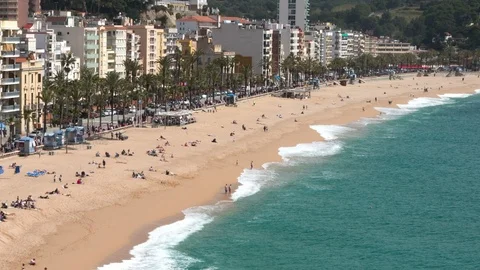 Aerial view of "LLoret de Mar".Hyper lapse. Stock Footage 88947964