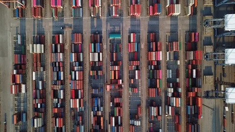 Aerial view of loading cargo container ship port Video stock 103470742