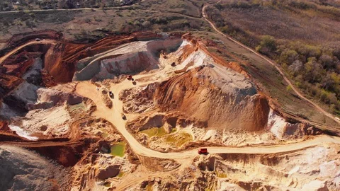 Aerial view of loading sand on a sand pit Stock Footage 129064603