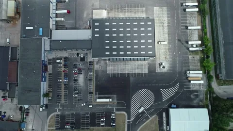 Aerial view of a logistics warehouse facility in Latvia. Stock Footage 340814660