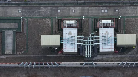Aerial View of London Array Onshore Substation in Kent Stockbeeldmateriaal 343059174