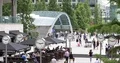 Aerial View London Canary Wharf Underground Station People Commuting to Office 4k or 4k+ Resolution