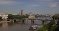 Aerial View of London Center Skyline with Cars Traffic Congestion on Busy Street 4k or 4k+ Resolution