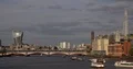 Aerial View of London Center Skyline Famous Landmarks Ferry Boat on Thames River 4k or 4k+ Resolution