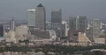 Aerial View of London City Center Skyline Canary Wharf Famous Financial District 4k or 4k+ Resolution