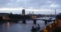 Aerial View of London City Skyline Cars Traffic and Famous Landmarks Dusk Light 4k or 4k+ Resolution