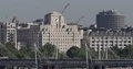 Aerial View of London City Skyline Metro Train Passing on Elevated Tracks Day 4k or 4k+ Resolution