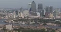 Aerial View of London City Skyline Canary Wharf Financial District Office Towers 4k or 4k+ Resolution