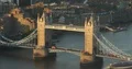 Aerial View of London Commuters Commuting on Tower Bridge Landmark Sunset Light 4k or 4k+ Resolution