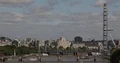 Aerial View London Eye and Cars Traffic on Westminster Bridge Commuters Commute 4k or 4k+ Resolution