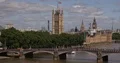 Aerial View of London Skyline Elizabeth Tower Cars Traffic on Lambeth Bridge Day 4k or 4k+ Resolution