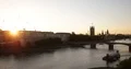 Aerial View of London Skyline Famous Headquarters Building Spectacular Sunset UK 4k or 4k+ Resolution