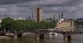 Aerial View of London Skyline Iconic Landmark Parliament Houses Cars Traffic UK 4k or 4k+ Resolution