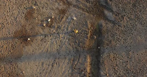Aerial view of lone photographer at empty landscape 库存影片 201595589