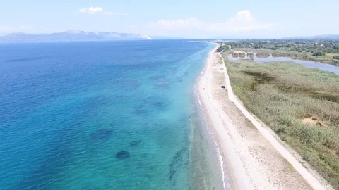 Aerial view of a long beach Video stock 116530310