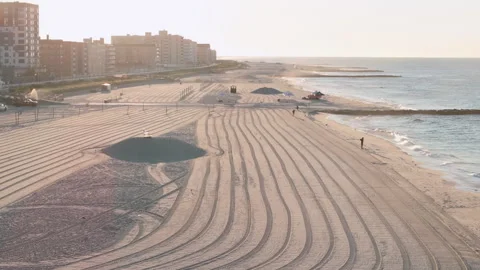 Aerial view of Long Beach, Long Island at sunrise Видео 343969405