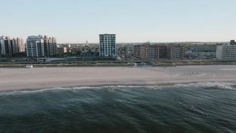 Aerial view of Long Beach, Long Island at sunrise Видео 343969804