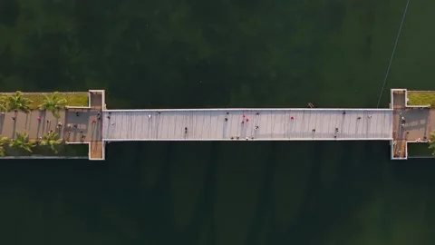 Aerial View of a Long Bridge Over Water in Nanning, Guangxi Province, China Vídeo Stock 336962471