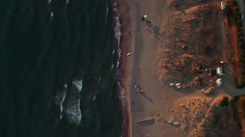 AERIAL view a long side coastline 90 angle Stock Footage 226267613
